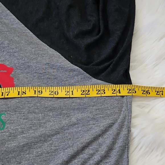 Gray and Black "Merry Christmas" Red Truck Raglan Tee - Picture 15 of 16